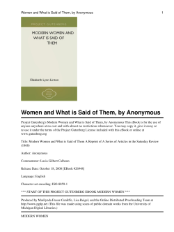 Modern Women and What is Said of Them