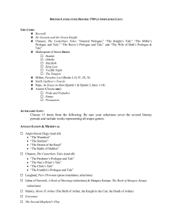 BRITISH LITERATURE BEFORE 1789 (A SIMPLIFIED LIST)