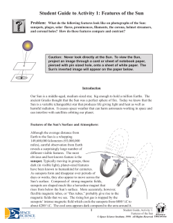 Student Guide to Activity 1: Features of the Sun
