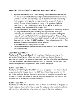 MASTER`S THESIS/PROJECT WRITING WORKSHOP SERIES