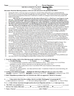 MICRO-LESSON PACKET&ndash; Roaring 20`s