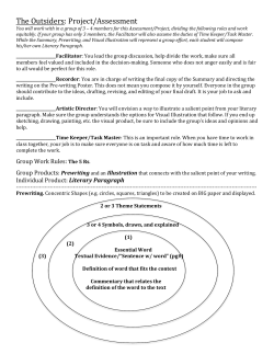 The Outsiders: Project/Assessment