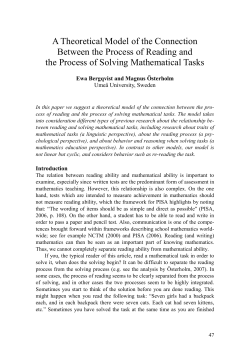 A Theoretical Model of the Connection Between the Process of