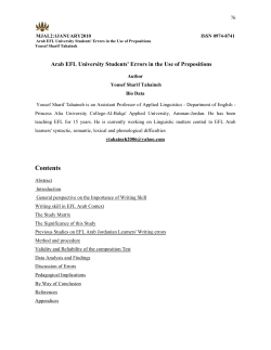 Arab EFL University Students` Errors in the Use of Prepositions by
