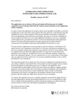 Guidelines for Application to the Bachelor of Education and French