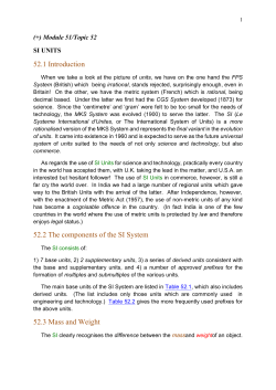 52.1 Introduction 52.2 The components of the SI System 52.3 Mass