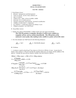 SEMESTER 2 FINAL EXAM REVIEW The CH3CH2 portion is