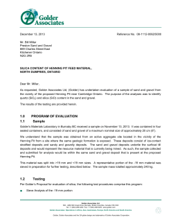 Golder Letter &mdash; Silica Content Analyses(1)