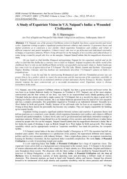 A Study of Expatriate Vision in VS Naipaul`s India: a