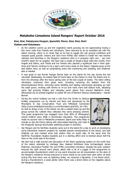 Matakohe-Limestone Island Rangers` Report October 2016