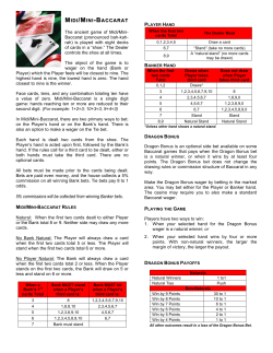 MIDI/MINI-BACCARAT 5% commissions will be collected from
