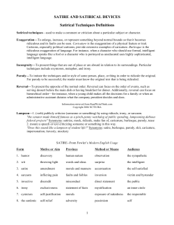 SATIRE AND SATIRICAL DEVICES Satirical Techniques Definitions