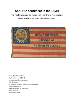 Anti-Irish Sentiment in the 1850s