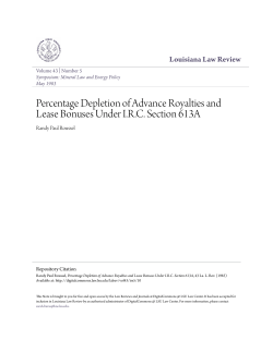 Percentage Depletion of Advance Royalties and Lease Bonuses