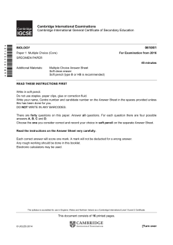 2016 Specimen Paper 1 - Cambridge International Examinations