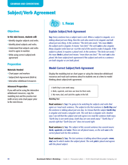 Subject/Verb Agreement - Benchmark Writer`s Workshop