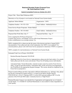 Retained Receipts Project Proposal Form Mt. Hood National Forest