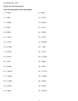 Name the decimal places - Thousandths, ten thousandths, hundred