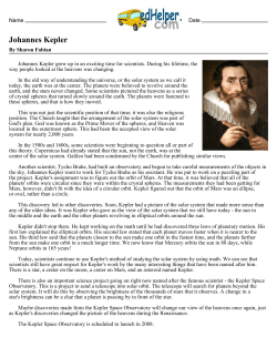 Johannes Kepler - WLPCS Middle School