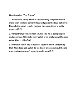 Questions for &ldquo;The Chaser&rdquo; 1. Situational Irony: There`s a reason