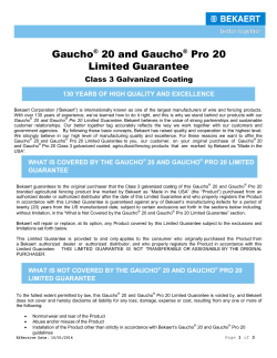 Gaucho&reg; 20 and Gaucho&reg; Pro 20 Limited Guarantee