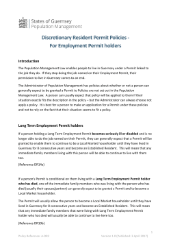 Discretionary Resident Permit Policies - For Employment