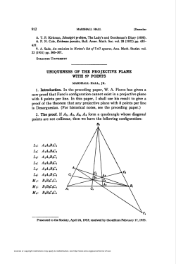 UNIQUENESS OF THE PROJECTIVE PLANE WITH 57 POINTS ft Mi
