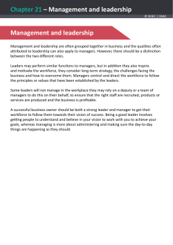 Chapter 21 &ndash; Management and leadership