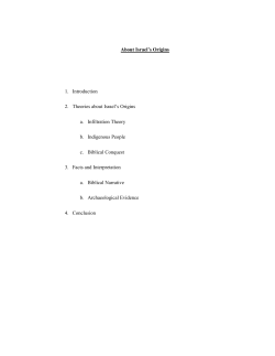 About Israel`s Origins 1. Introduction 2. Theories about