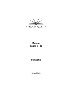 Dance Years 7&ndash;10 Syllabus