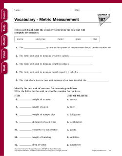 Chapter 15 Test B &bull; Metric Measurement
