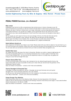+43 1 729 72 34 www.pedalpower.at PEDAL POWER Services &bdquo;in a