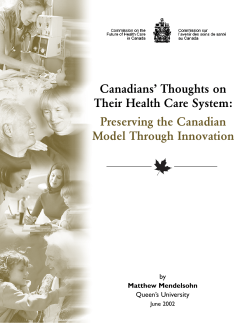 Canadian`s Thoughts on Their Health Care System