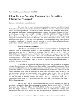 Clear Path to Pursuing Common Law Securities Claims