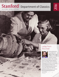 Letter from the Chair - Stanford Classics
