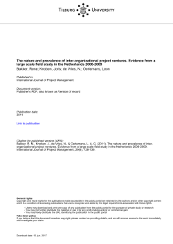 OW Bakker project ventures JPMA 2010 - Research portal