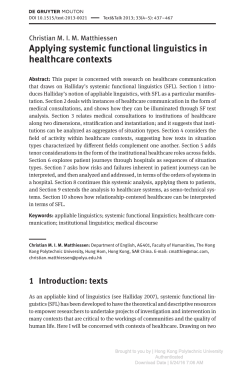 Applying systemic functional linguistics in healthcare contexts
