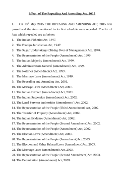 Effect of The Repealing And Amending Act, 2015 1. On 13th May