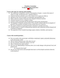 Chemistry Curriculum St. Ignatius College Preparatory