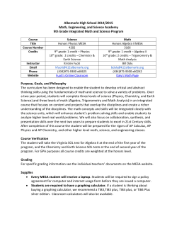 MESA 9th Grade Syllabus 2014