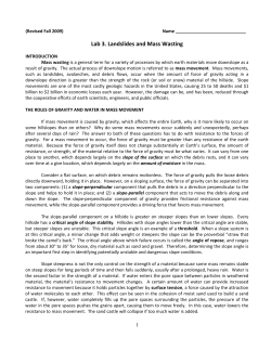 Lab 3. Landslides and Mass Wasting