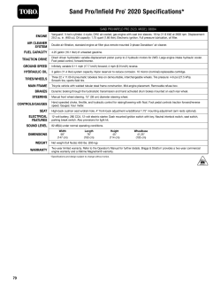 Sand Pro/Infield Pro® 2020 Specifications