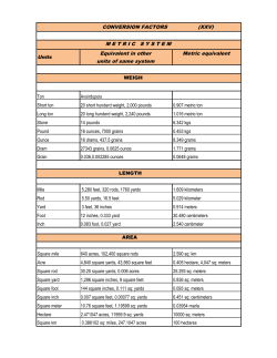 Units CONVERSION FACTORS (XXV) M E T R I C   S Y S T E M