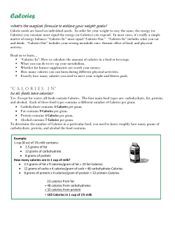 Calories - UCLA Student Nutrition Awareness Campaign