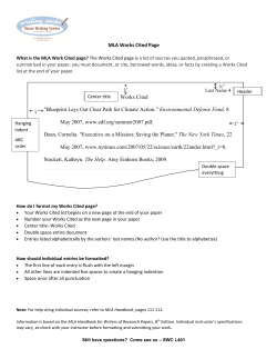 MLA Works Cited Page Works Cited