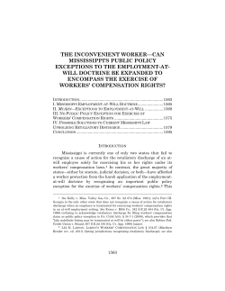 the inconvenient worker&mdash;can mississippi`s public policy exceptions