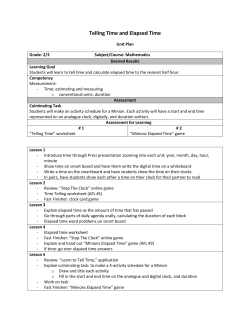 Unit Plan Time Telling and Elapsed