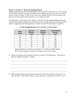 35 Discovery Activity 12: Speed and Stopping Distance Suppose