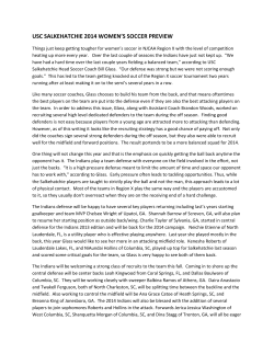 USC SALKEHATCHIE 2014 WOMEN`S SOCCER PREVIEW