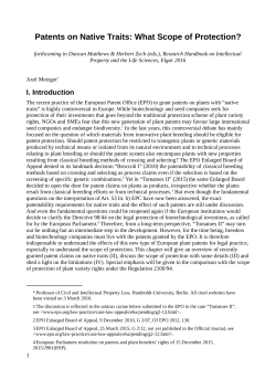 Patents on Native Traits: What Scope of Protection?